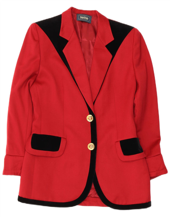 Vintage Womens 2 Button Blazer Jacket UK 12 Medium Red Colorblock