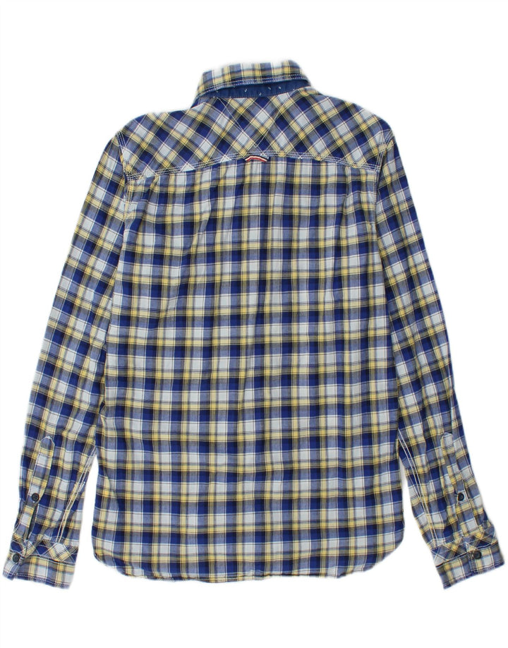 TOMMY HILFIGER Mens Flannel Shirt Medium Blue Check Cotton