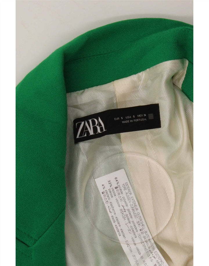 Jachetă pentru femei Zara, cu două pieptări, UK 10, poliester verde mic