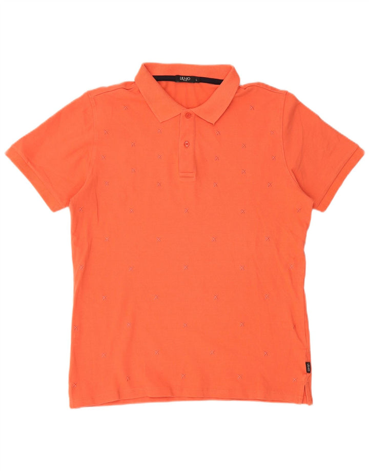 Tricou polo pentru bărbați LIU JO, bumbac portocaliu mare