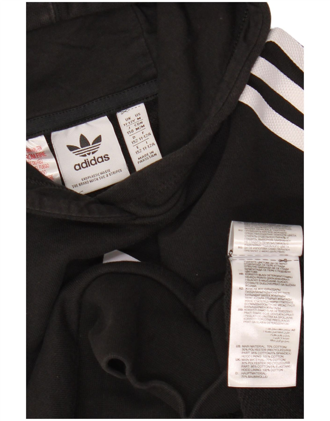 Pulover ADIDAS pentru fete Crop Graphic, 11-12 ani, bumbac negru