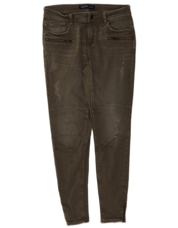 Blugi skinny distressed pentru femei Zara EU 38 Mici L28 L27 Bumbac verde