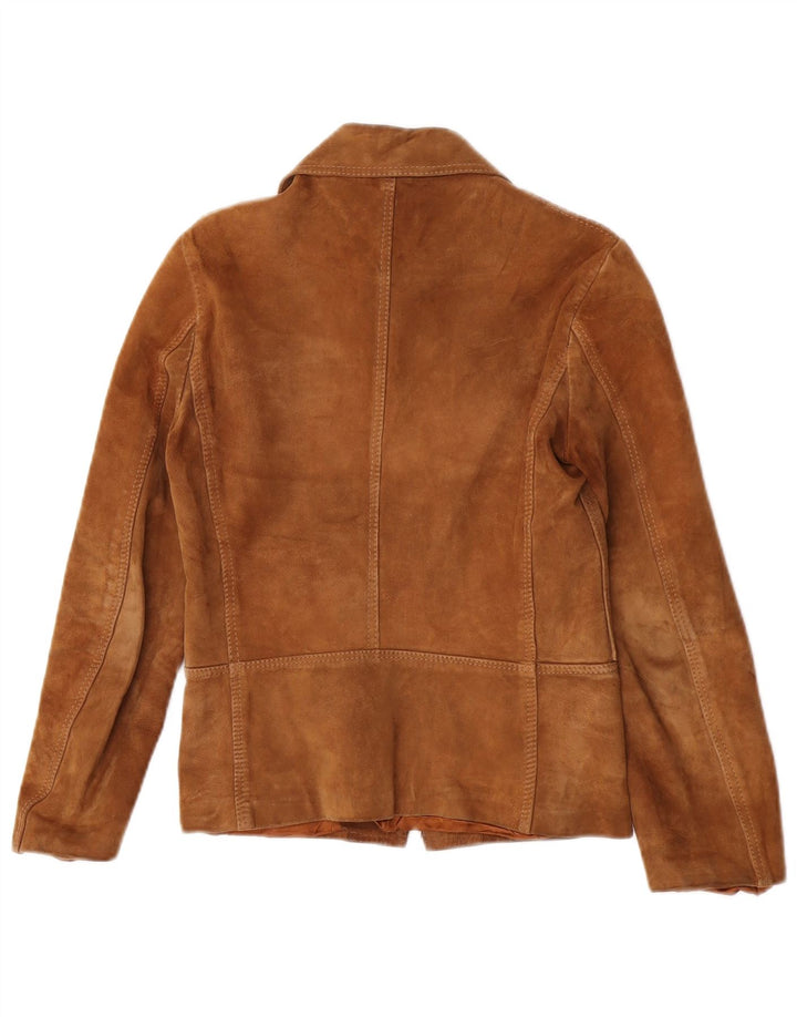 Jachetă vintage de piele intoarsa pentru femei UK 10 Small Brown
