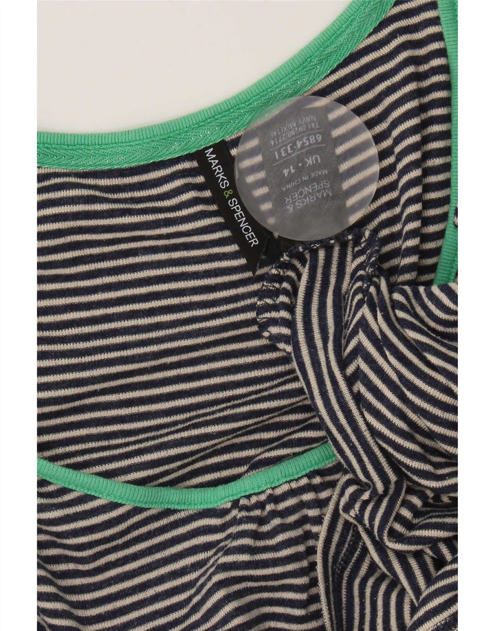 Top pentru femei Marks & Spencer cu mâneci 3/4 UK 14 Medium bleumarin cu dungi