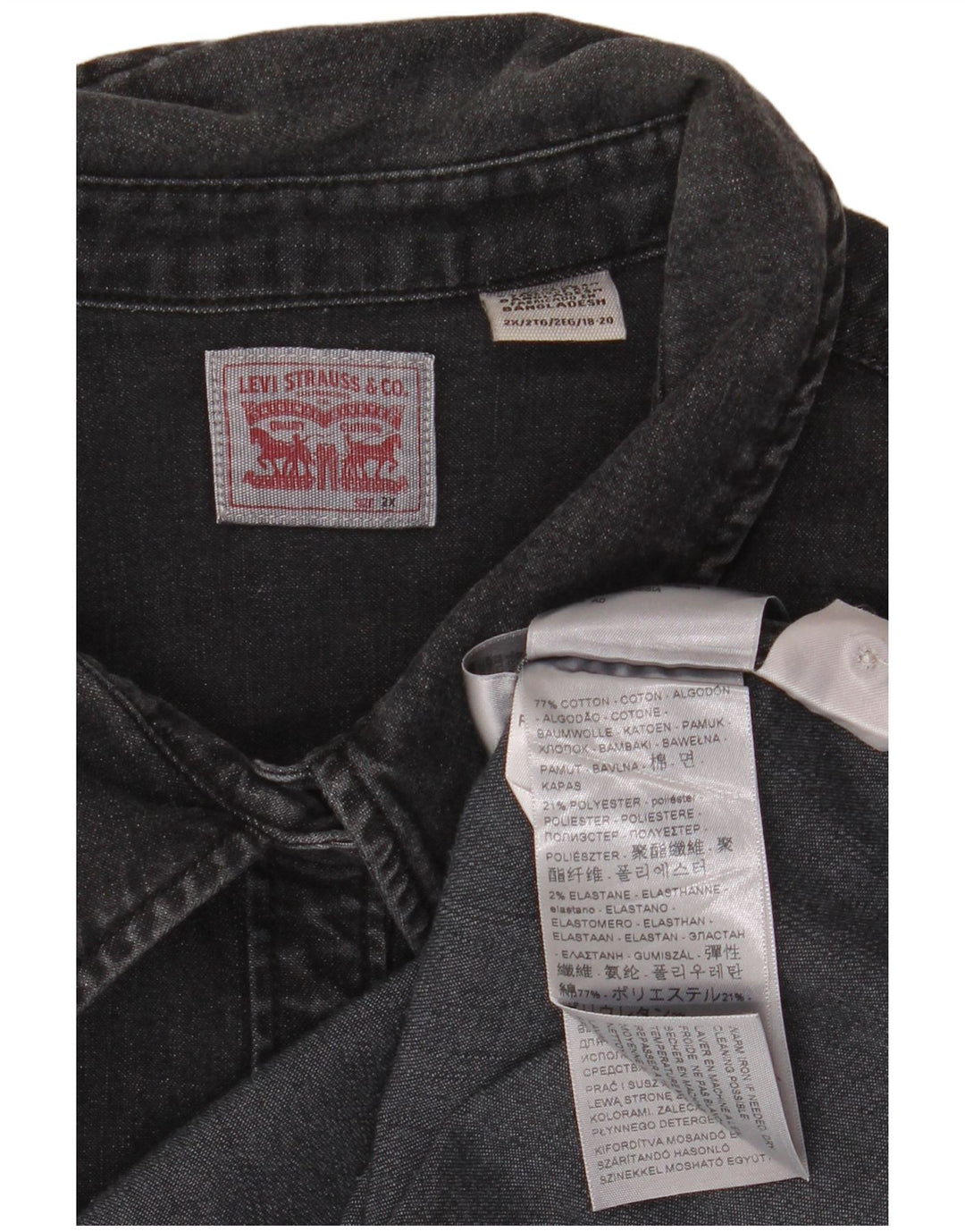 Cămașă denim Levi's pentru femei UK 20 2XL bumbac negru