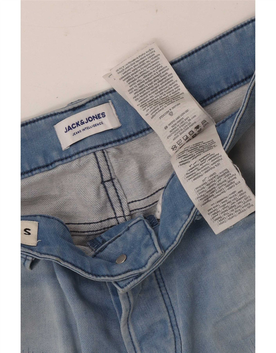 Jack & Jones Pantaloni scurți din denim învechit pentru bărbați, mici W29, bumbac albastru