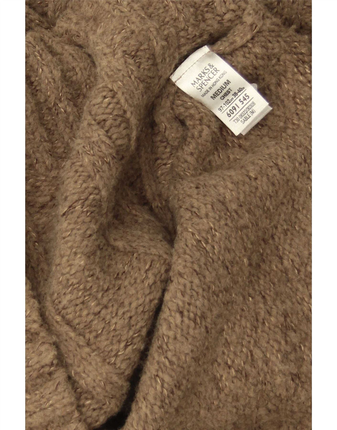 Pulover pentru bărbați Marks & Spencer, cu fermoar și gât, maro mediu acrilic