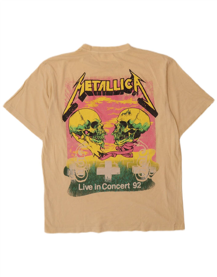 Tricou Pull & Bear Metallica pentru bărbați Top din bumbac galben mediu