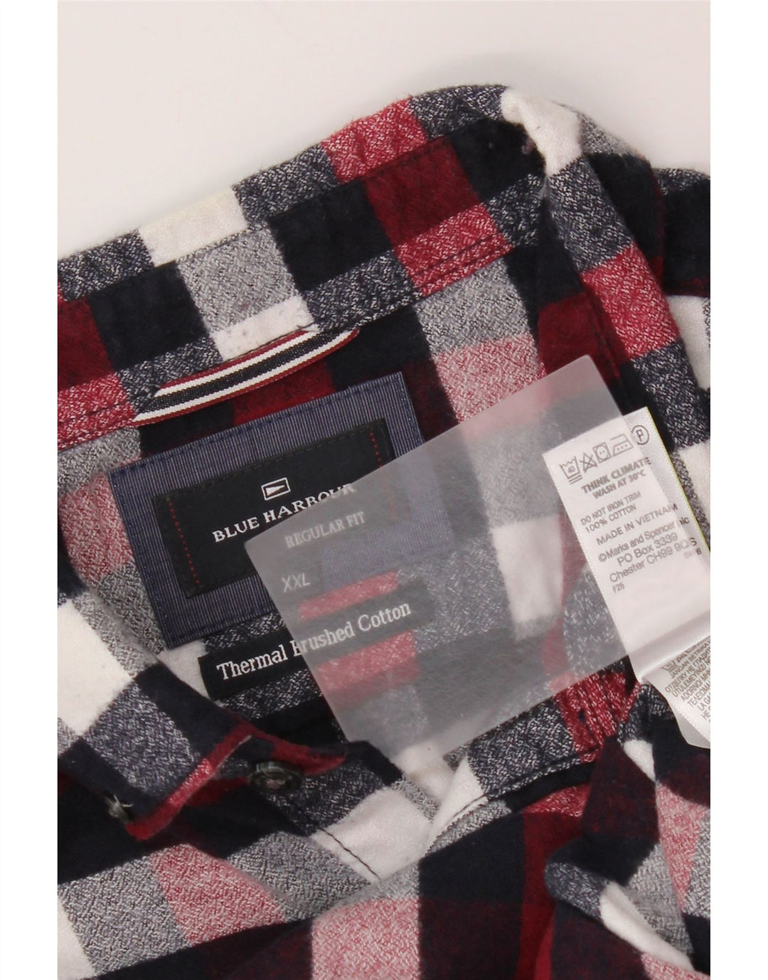 Cămașă de flanel pentru bărbați, Blue Harbour, cu ajustare normală, 2XL, roșu Check