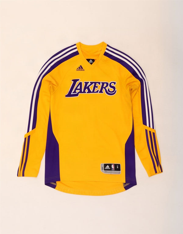 Adidas pentru bărbați Lakers Graphic Top cu mânecă lungă, galben mic Colorblock