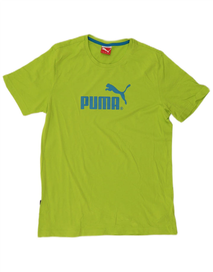 Tricou cu grafic Puma pentru bărbați Top din bumbac verde mediu