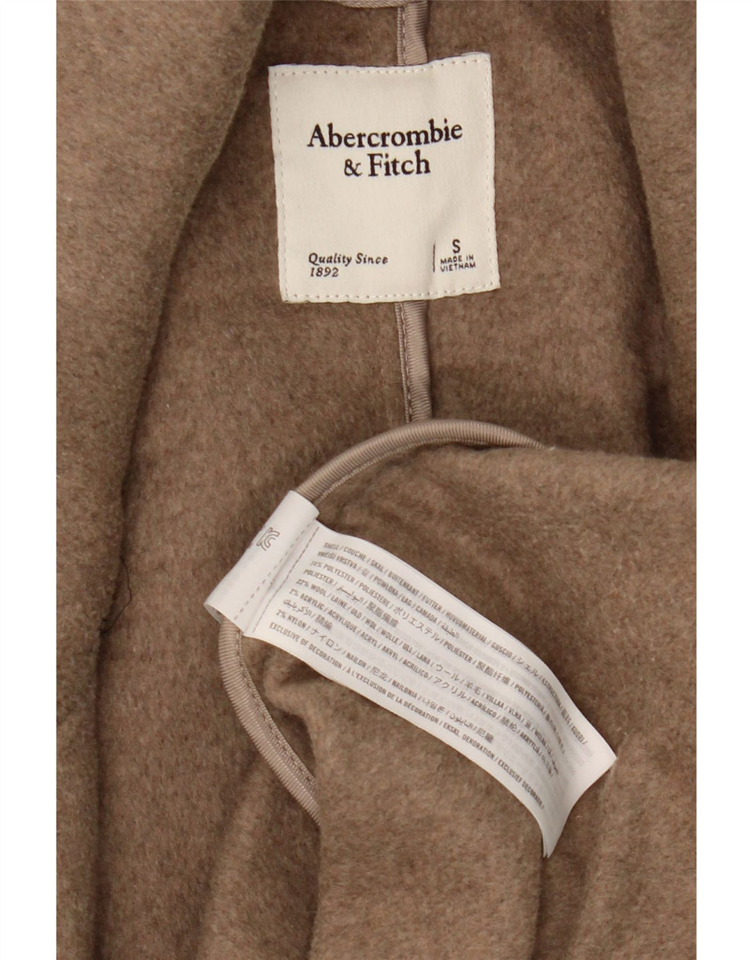 Pardesiu supradimensionat pentru femei Abercrombie & Fitch UK 10 mic poliester bej