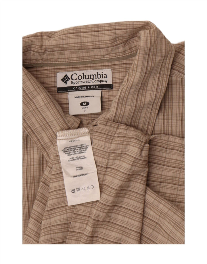 Cămașă cu mânecă scurtă în carouri Columbia pentru bărbați, bumbac cu carouri, bej mediu