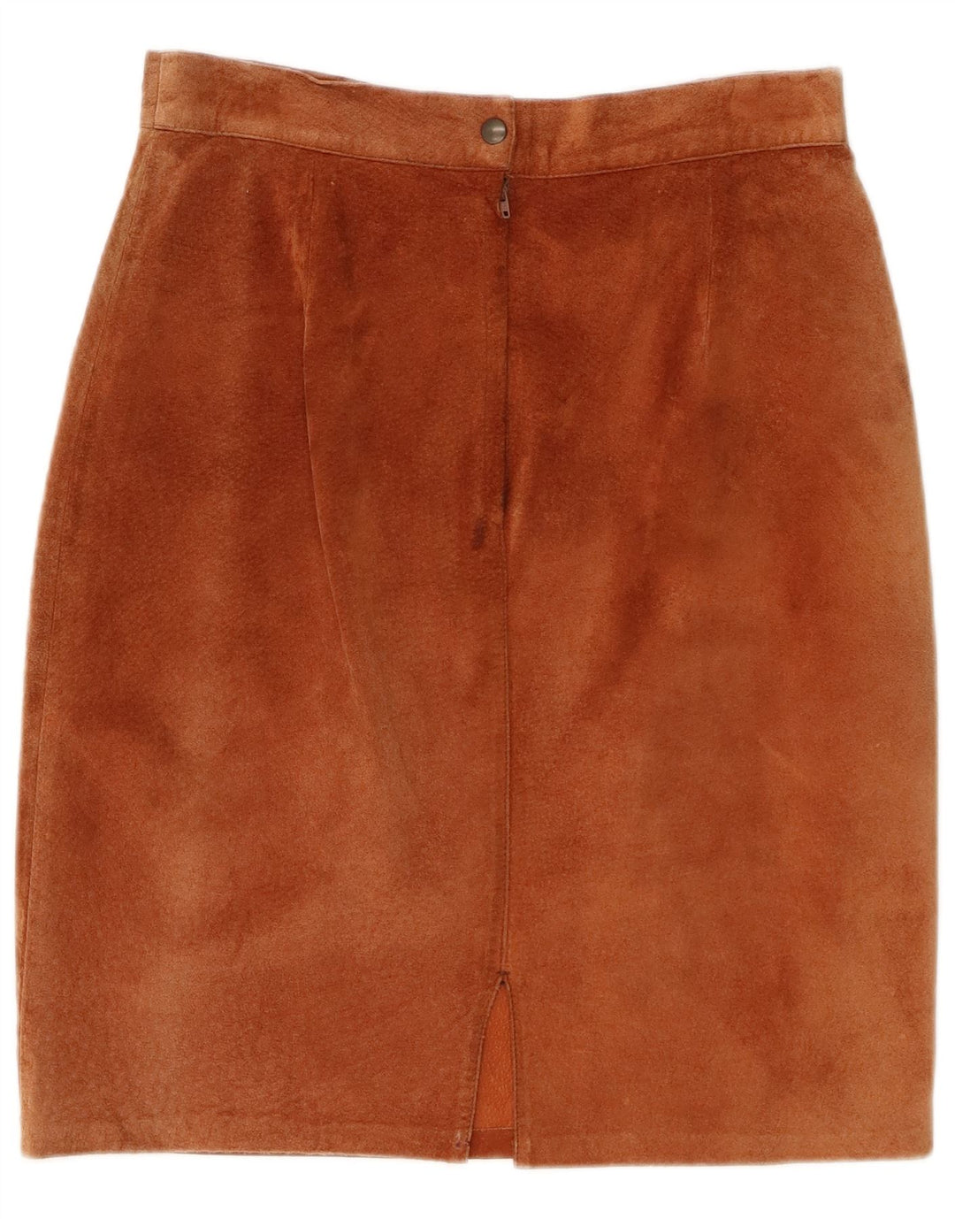 Fusta creion din piele intoarsa pentru femei vintage W28 piele maro medie