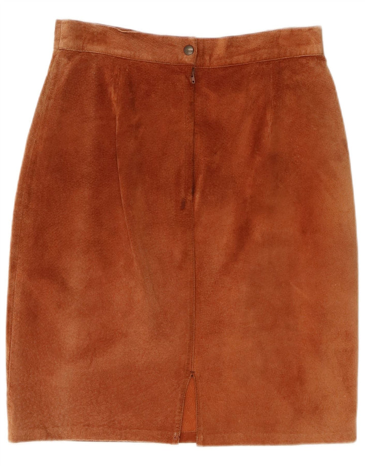 Fusta creion din piele intoarsa pentru femei vintage W28 piele maro medie