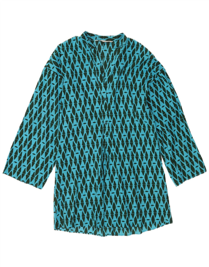 Rochie cu mânecă lungă Zara pentru femei UK 14 Bumbac geometric albastru mediu
