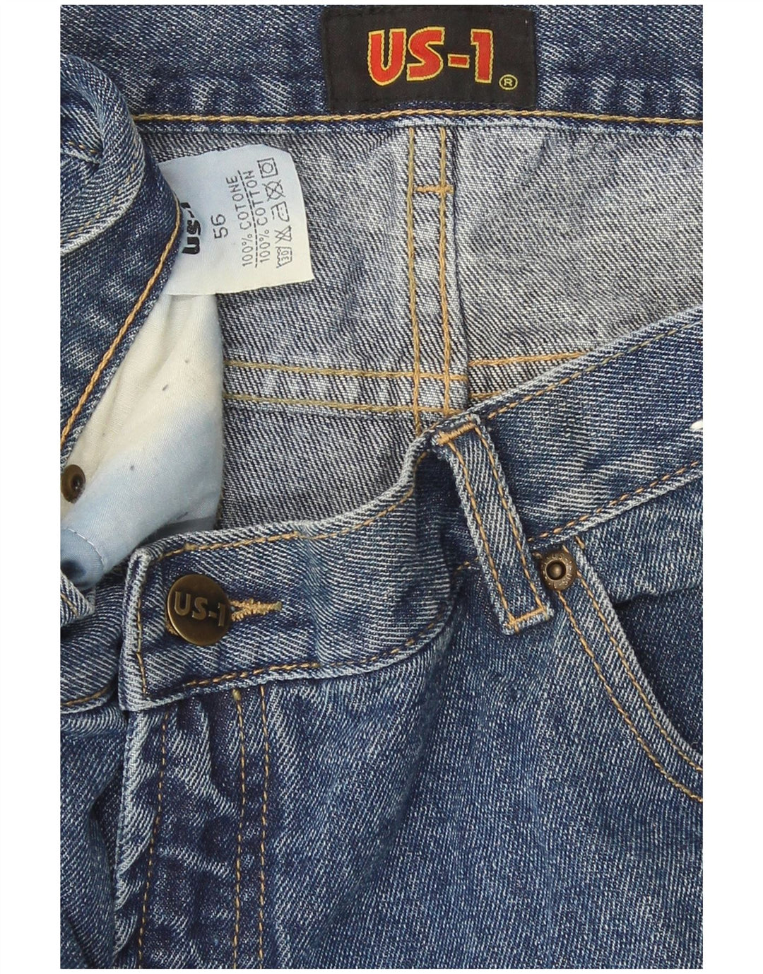 Blugi drepți pentru bărbați vintage W38 L33 Bumbac albastru