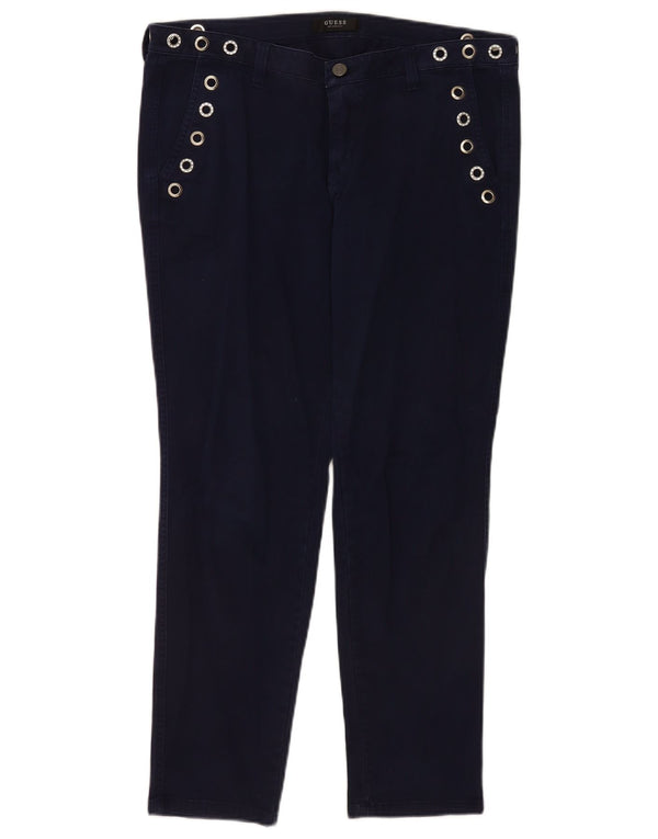 Pantaloni chino subțiri Guess pentru femei cu talie joasă L31 L27 bumbac bleumarin