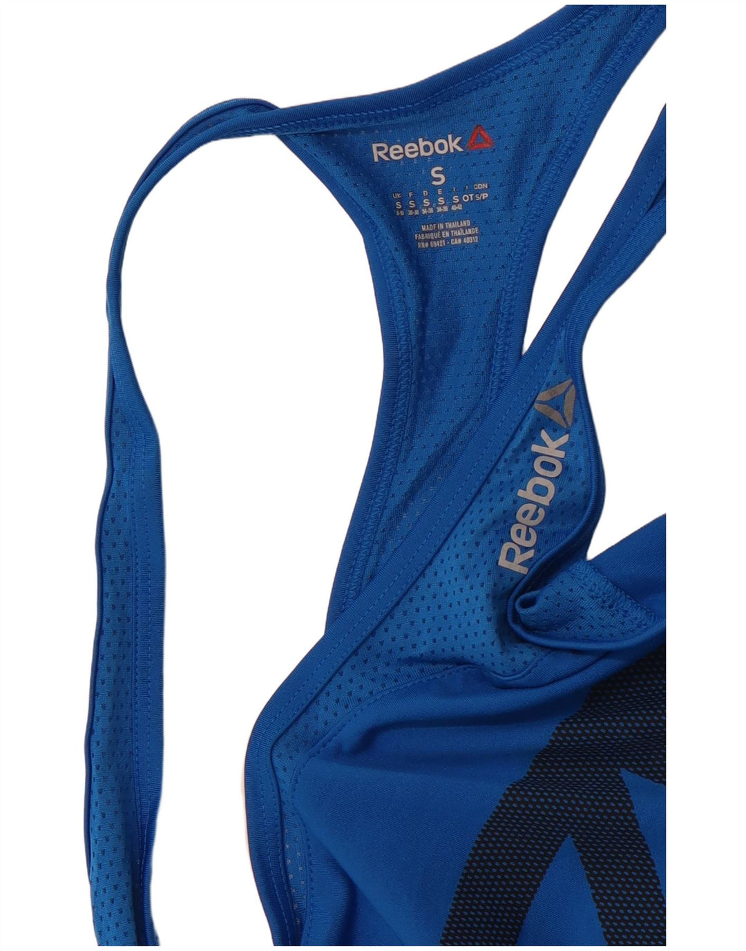 Top cu vestă grafică REEBOK pentru femei UK 8/10 Small Blue Sports
