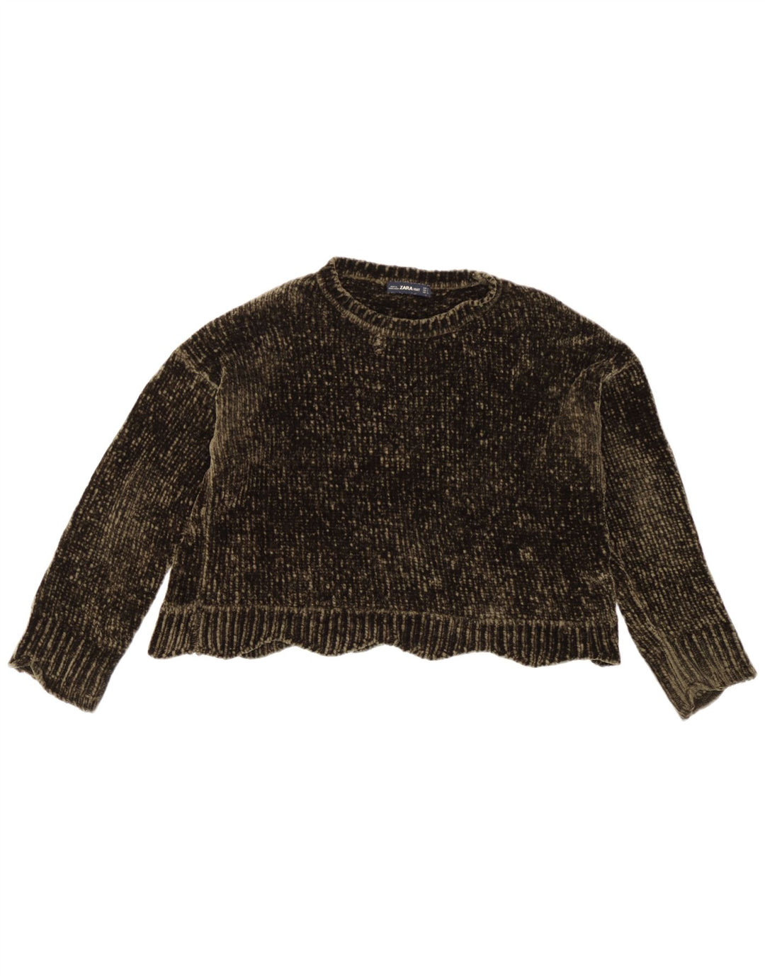 Pulover supradimensionat pentru femei Zara, cu gât crew, UK 10 Mic Kaki