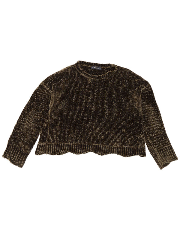 Pulover supradimensionat pentru femei Zara, cu gât crew, UK 10 Mic Kaki