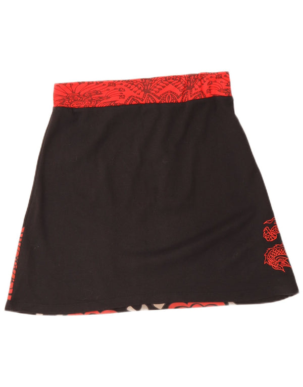 Fusta A-Line pentru femei DESIGUAL Medium W30 Bumbac Floral Negru