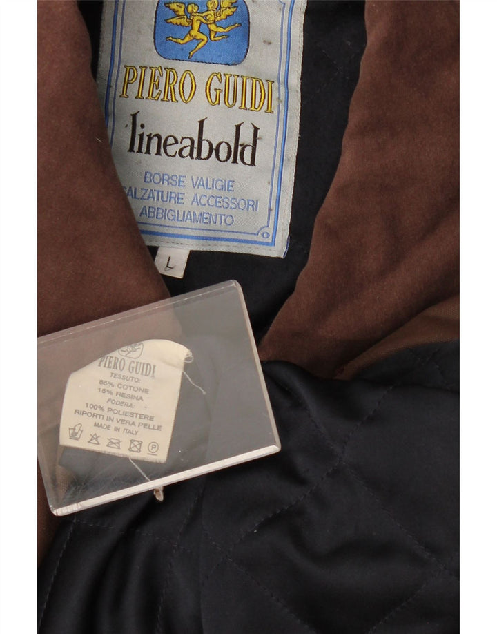 Jachetă pentru bărbați din bumbac cerat PIERO GUIDI UK 40, bumbac maro mare