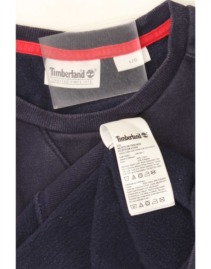 Hanorac grafic pentru bărbați Timberland Pulover mare din bumbac bleumarin