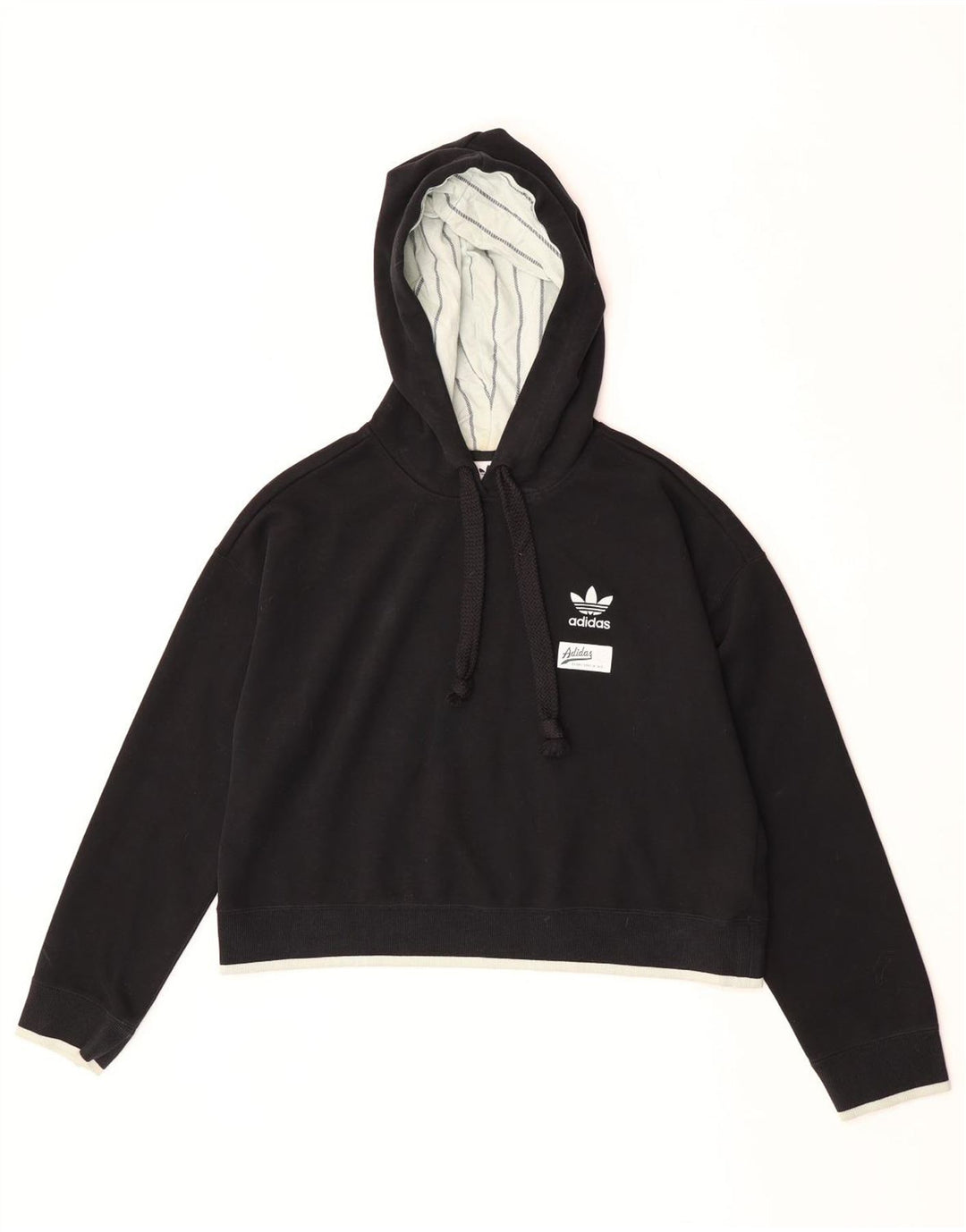 Jumper Adidas Crop Oversized Hoodie pentru femei UK 10 Small Negru Poliester