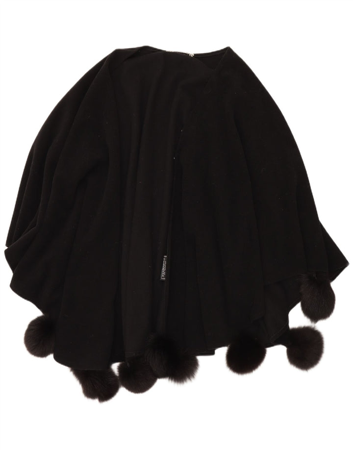 Poncho Vintage pentru damă, mărime unica, lână neagră