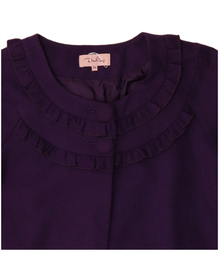 Jachetă pentru femei Darling, mânecă 3/4, cu 2 nasturi, lână violetă UK 18 XL