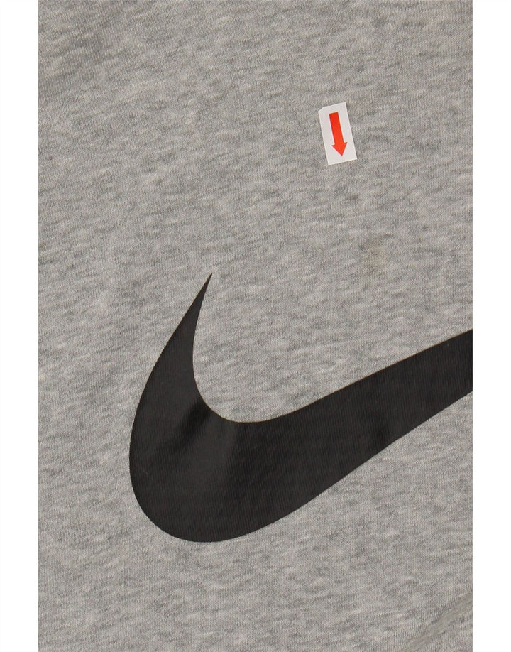 Pulover Nike pentru bărbați cu capota cu grafică, din bumbac cu pete, gri mediu