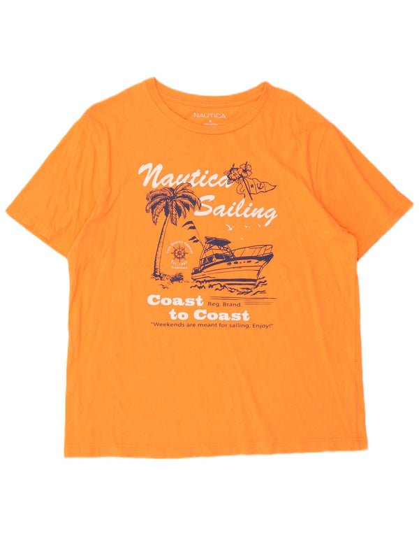 Tricou grafic pentru bărbați Nautica Top din bumbac portocaliu mediu