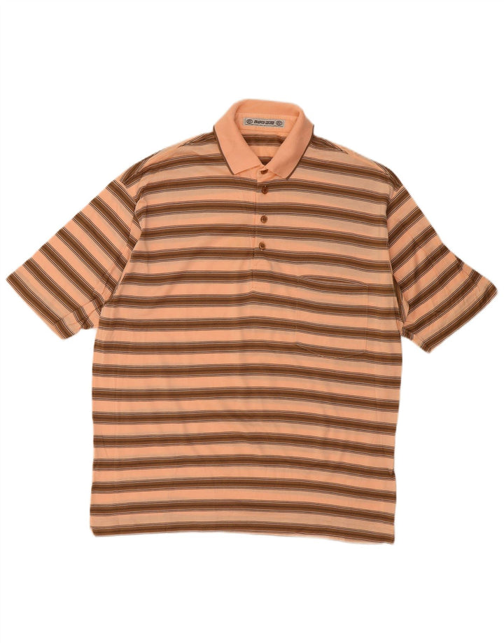 Tricou polo pentru bărbați Franco Ziche, cu dungi mari, bej