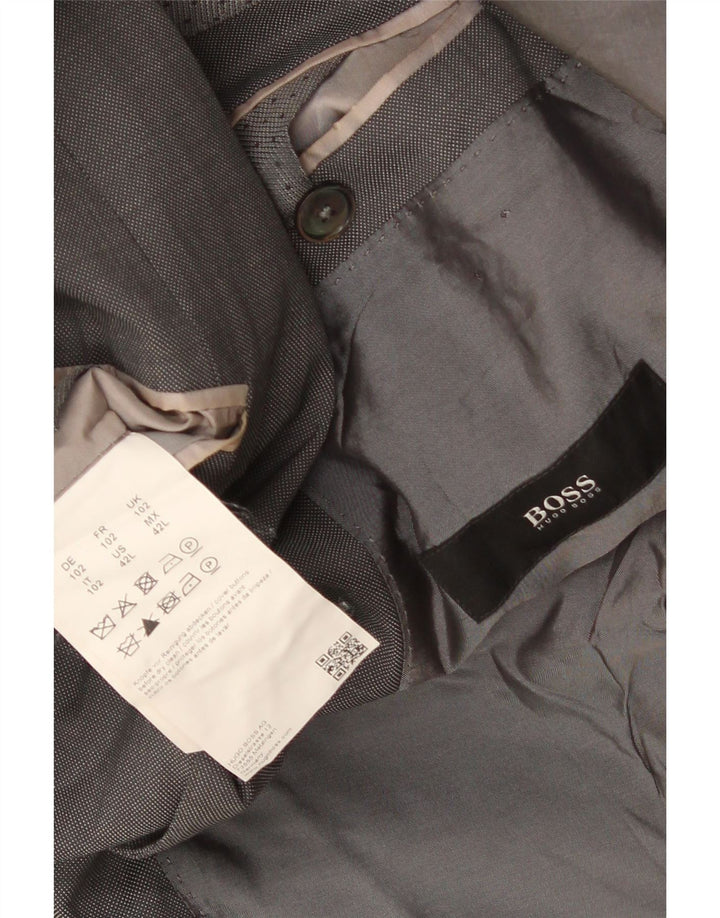 Jachetă pentru bărbați Hugo Boss pentru bărbați, cu 2 nasturi, lână gri UK 42 XL