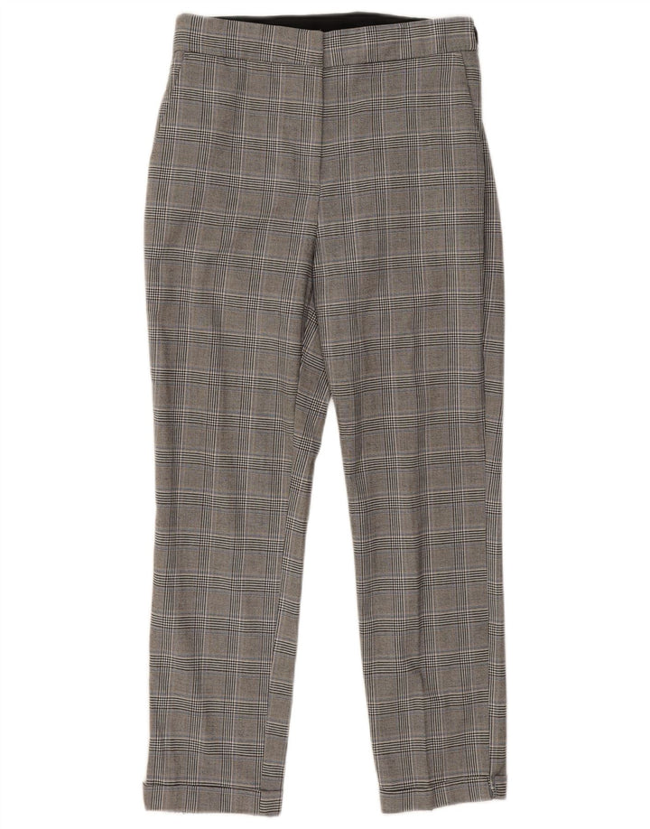 Pantaloni tăiați pentru femei Zara, largi, L30 L25, gri, carouri