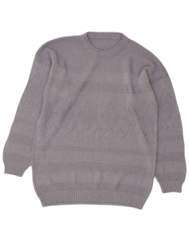 Pulover vintage pentru bărbați cu gât roșu, mare, gri Argyle/Diamond