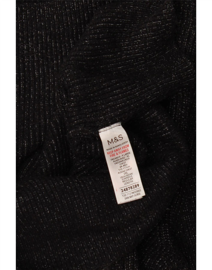 Pulover pentru bărbați Marks & Spencer, cu gât crew, XL, albastru marin pete