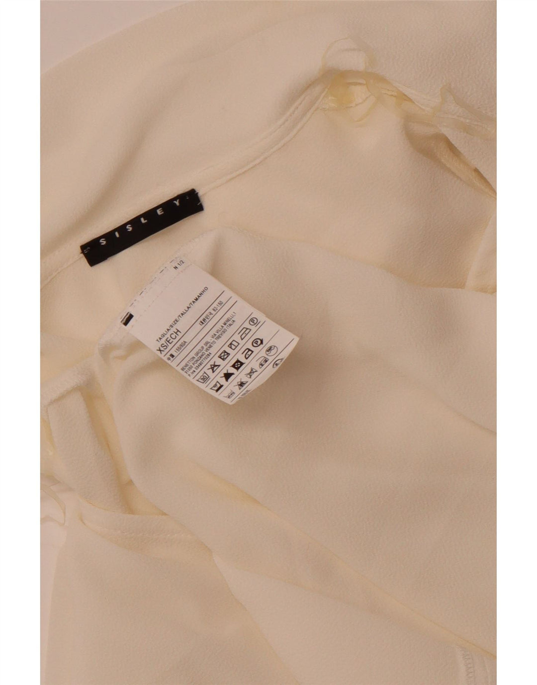 Bluză Sisley pentru femei cu cravată în față, cu croiala lejeră, UK 6 XS, poliester alb