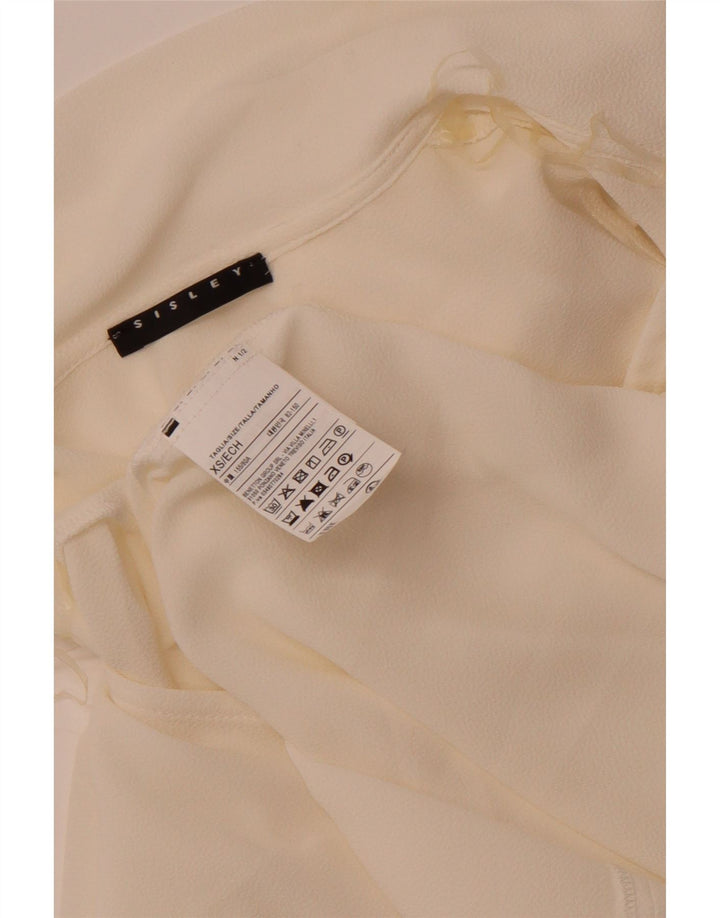 Bluză Sisley pentru femei cu cravată în față, cu croiala lejeră, UK 6 XS, poliester alb