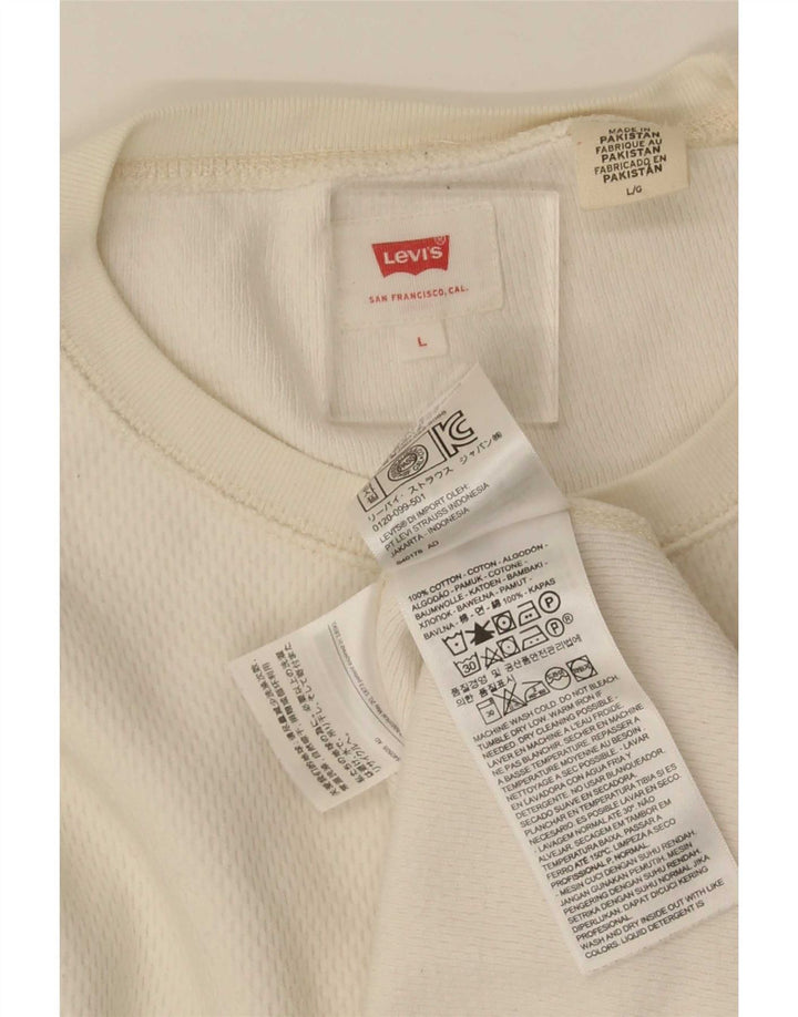 Top pentru bărbați Levi's cu mânecă lungă, mare, alb, din bumbac