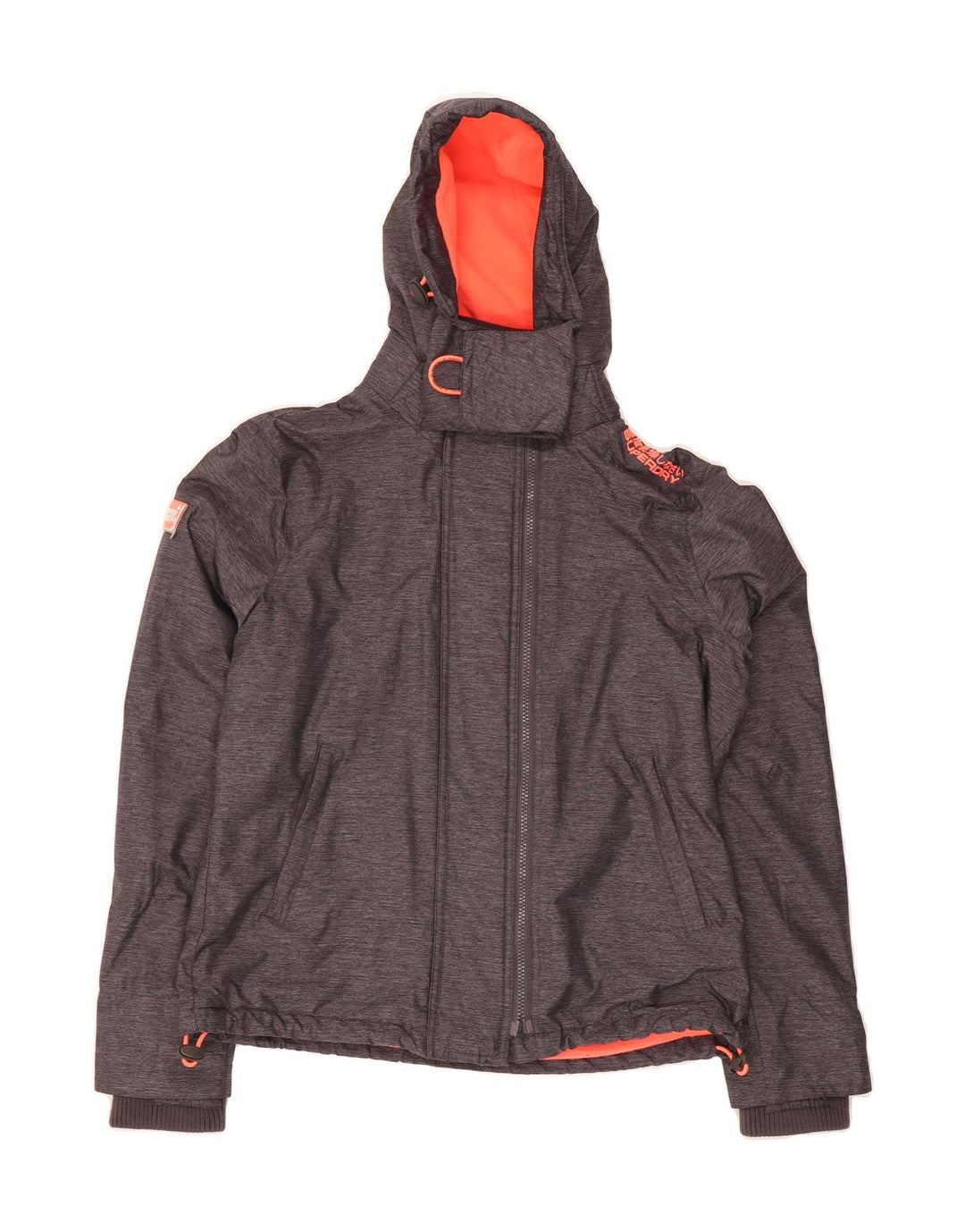 SUPERDRY Womens Hooded Windbreaker Jacket UK 14 Large Grey Nylon Vintage Superdry and Second-Hand Superdry from Messina Hembry 