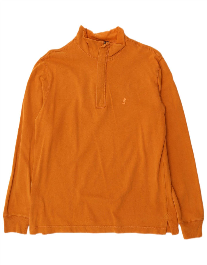 MARLBORO CLASSICS Mens Zip Neck Sweatshirt Jumper Medium Orange Cotton