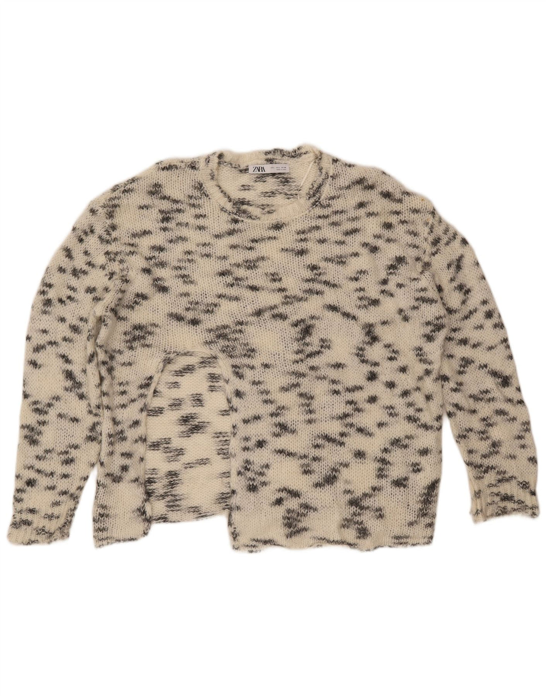 Pulover ZARA pentru damă, cu gât roșu, mare, pete alb catifelat