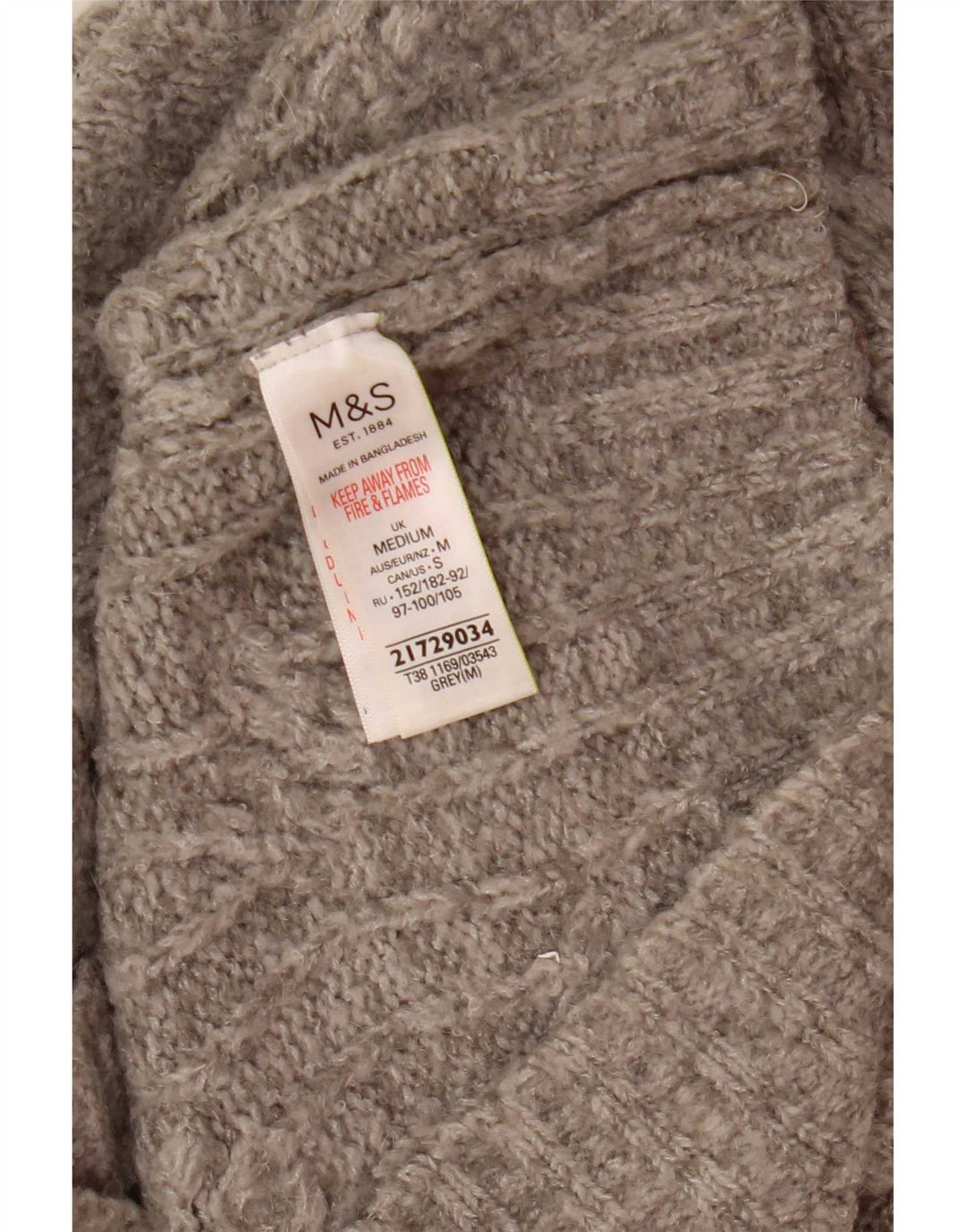 Marks & Spencer Pulover supradimensionat pentru femei cu gât rulat, UK 14, gri mediu