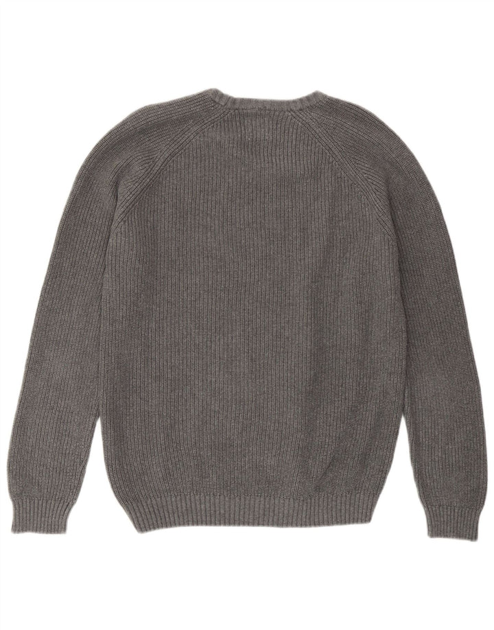 Pulover pentru bărbați Zara, cu gât roșu, bumbac, gri mediu