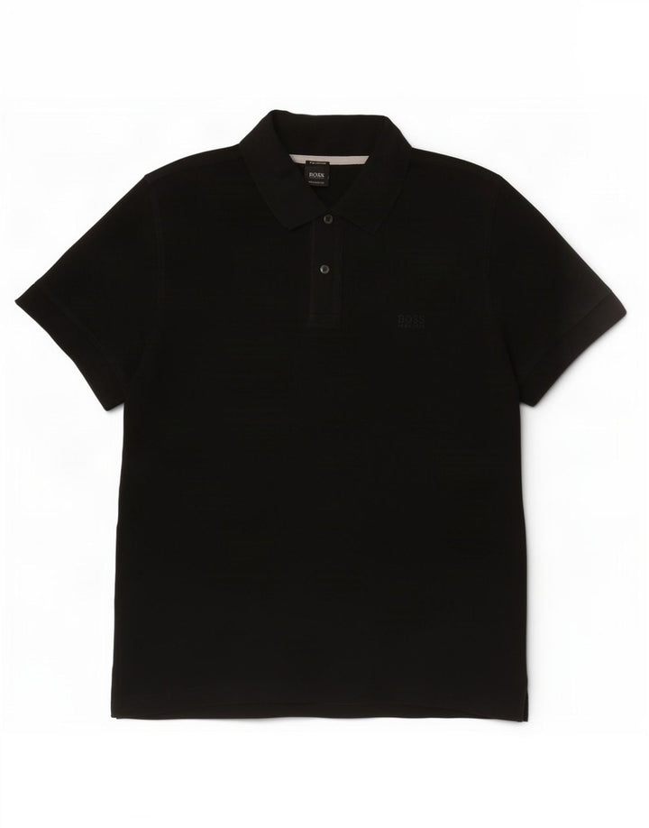 Cămașă polo Hugo Boss pentru bărbați, bumbac negru, cu formă regulată