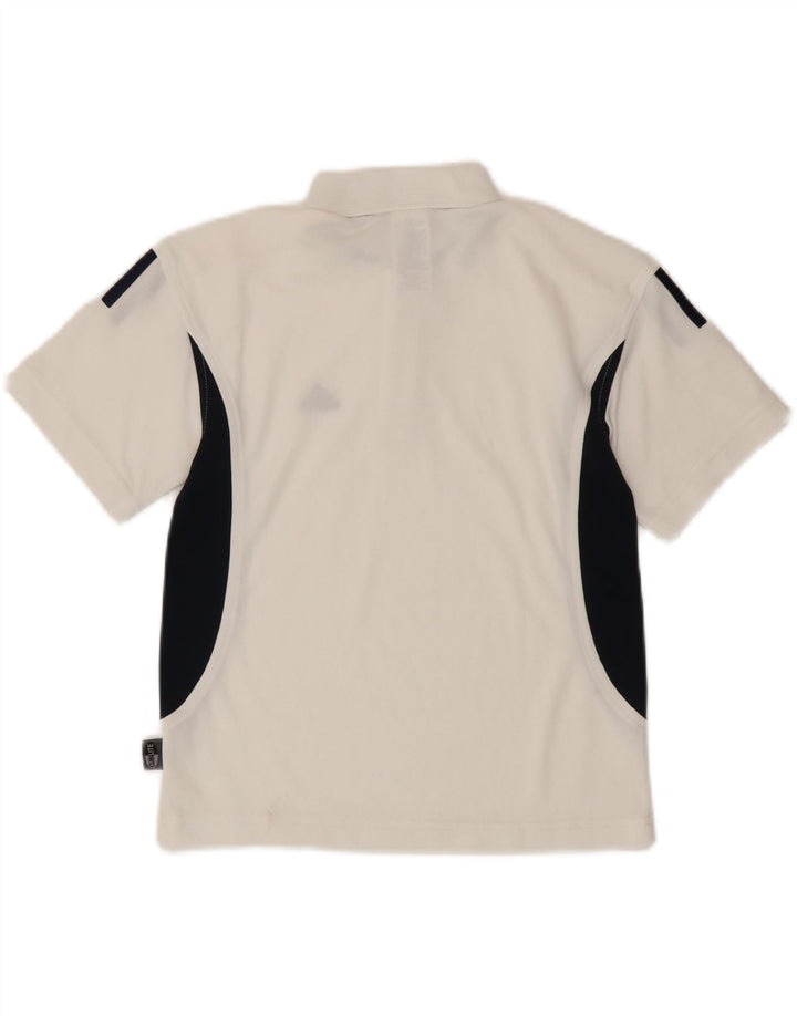 Tricou polo Adidas Climalite pentru băieți 7-8 ani, alb, poliester color-bloc