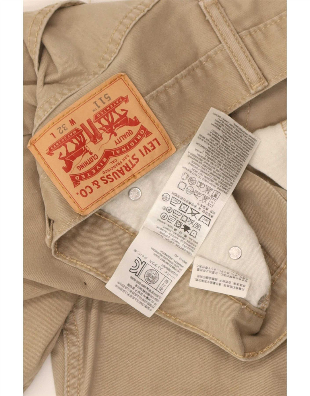Pantaloni scurți casual Levi's 511 pentru bărbați W32 bumbac mediu bej
