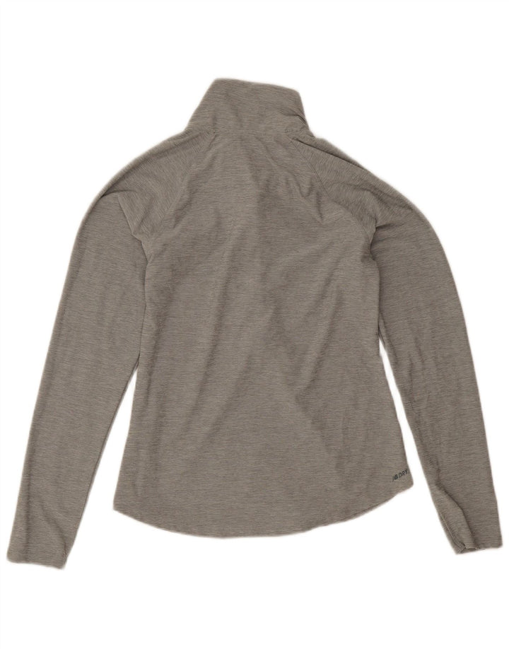 Top cu mânecă lungă pentru femei New Balance, cu fermoar și gât, UK 10, poliester, gri mic